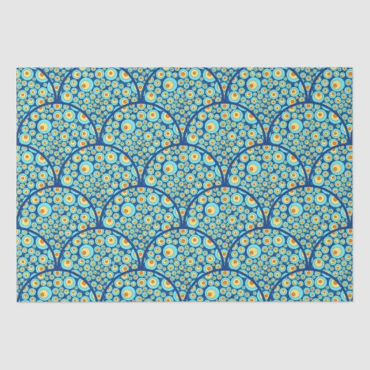 Starry Night on Sea Doodle Art Deco Scallop Seidenpapier (Vorderseite)