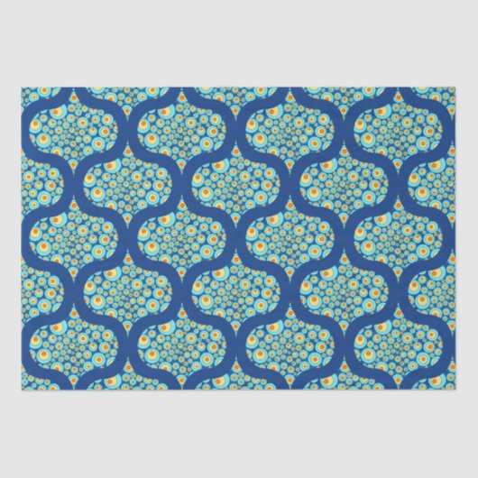 Starry Night on Sea Doodle Mid Mod Ogee Seidenpapier (Vorderseite)