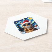 Starry Night Orange Tabby Cat Christmas Untersetzer (angewinkelt)