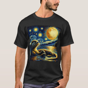 Starry Night Otter Van Gogh Lover T-Shirt