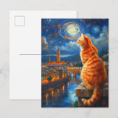 Starry Night Over Florence | Ginger Cat Art Einladungspostkarte (Vorne/Hinten)