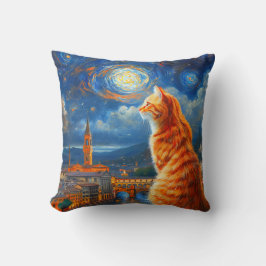 Starry Night Over Florence | Ginger Cat Art Kissen