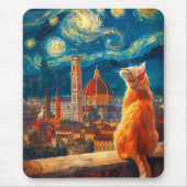 Starry Night Over Florence | Ginger Cat Art Mousepad (Vorne)