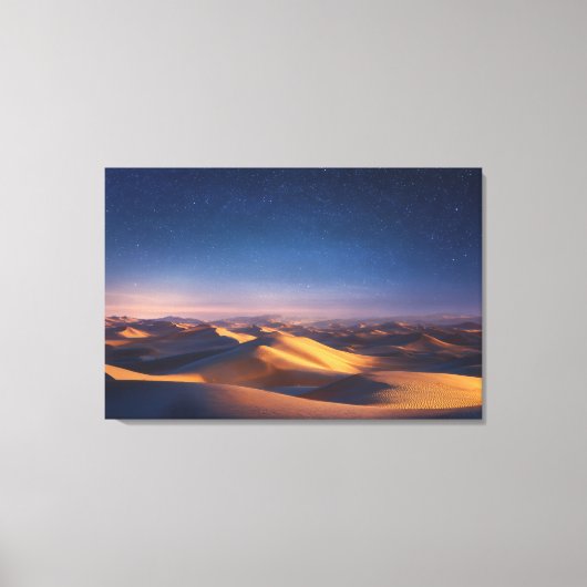 Starry Night Over Golden Desert Dunes Landscape Leinwanddruck (Vorderseite)