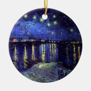 Starry night over Rhone by Van Gogh Keramik Ornament