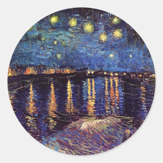 Starry night over Rhone by Van Gogh Runder Aufkleber (Vorderseite)
