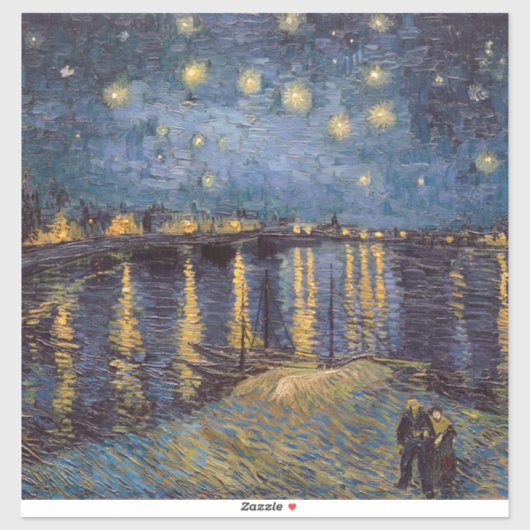 Starry Night Over Rhone River von Vincent Van Gogh Aufkleber (Blatt)