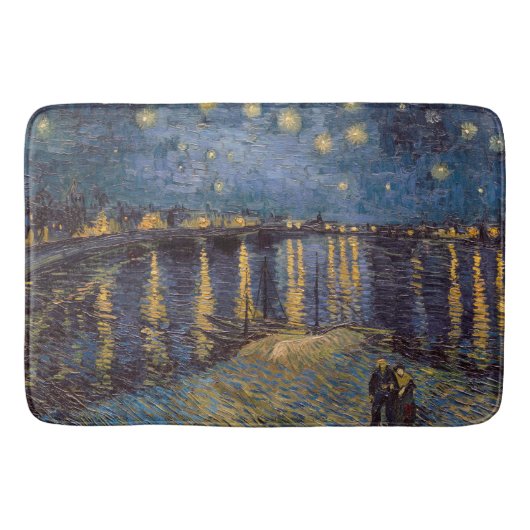 Starry Night Over Rhone River von Vincent Van Gogh Badematte (Vorderseite)