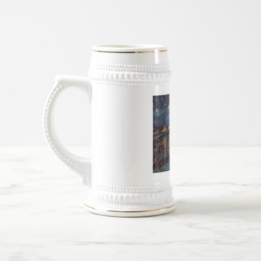 Starry Night Over Rhone River von Vincent Van Gogh Bierglas (Links)