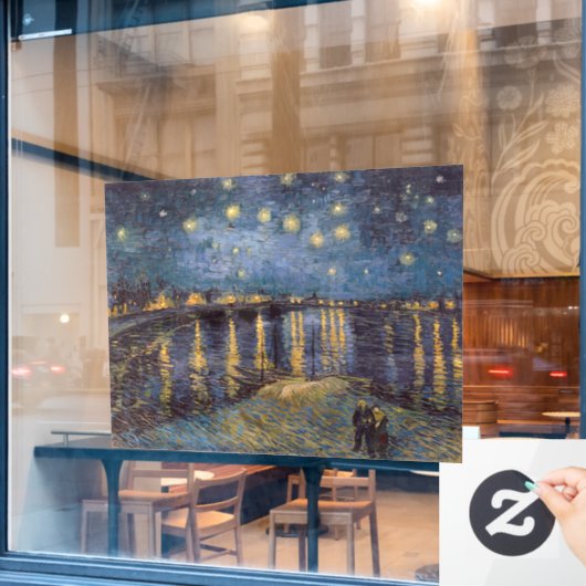 Starry Night Over Rhone River von Vincent Van Gogh Fensteraufkleber (Café-Fenster)