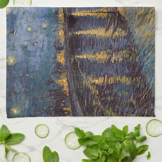 Starry Night Over Rhone River von Vincent Van Gogh Geschirrtuch (Gefaltet)