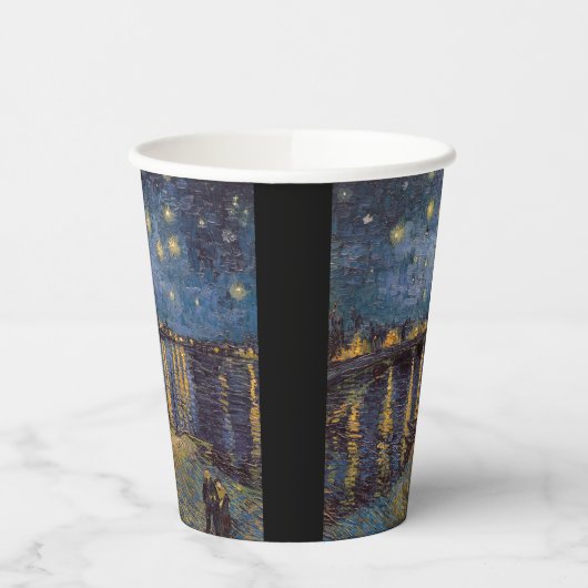 Starry Night Over Rhone River von Vincent Van Gogh Pappbecher (Links)