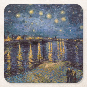 Starry Night Over Rhone River von Vincent Van Gogh Rechteckiger Pappuntersetzer