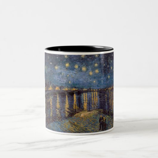 Starry Night Over Rhone River von Vincent Van Gogh Zweifarbige Tasse (Mittel)