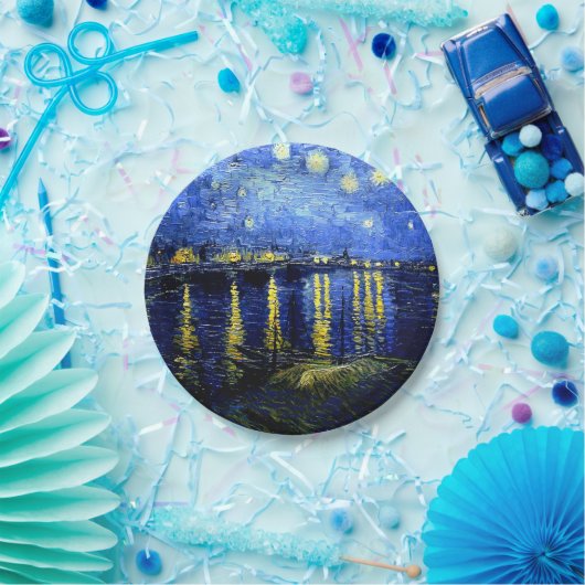 Starry Night over Rhone, Van Gogh art Pappteller (Party)