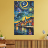 Starry Night Over the Harbor Village Leinwanddruck (Insitu (Wohnzimmer))