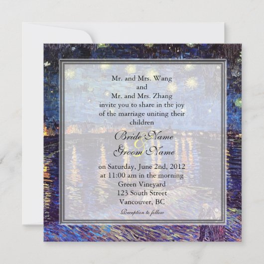 Starry Night over the Rhone, Hochzeit Einladung (Vorderseite)