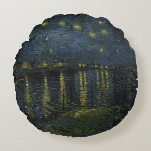 Starry Night Over the Rhône, Ölgemälde Van Gogh Rundes Kissen