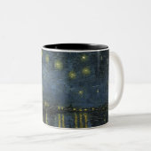 Starry Night Over the Rhône, Ölgemälde Van Gogh Zweifarbige Tasse (VorderseiteRechts)