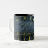Starry Night Over the Rhône, Ölgemälde Van Gogh Zweifarbige Tasse (Vorderseite Links)
