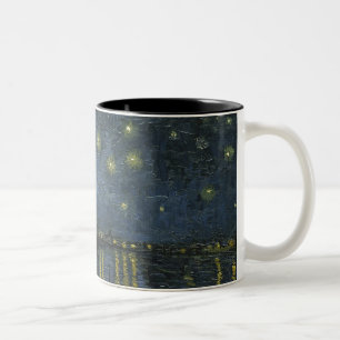Starry Night Over the Rhône, Ölgemälde Van Gogh Zweifarbige Tasse
