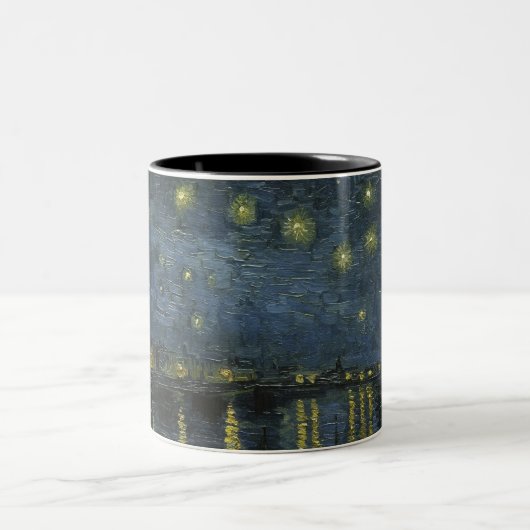 Starry Night Over the Rhône, Ölgemälde Van Gogh Zweifarbige Tasse (Mittel)