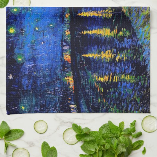 Starry Night Over the Rhone Van Gogh Fine Art Geschirrtuch (Gefaltet)