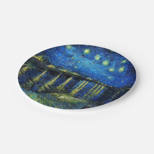 Starry Night Over the Rhone von Vincent Van Gogh Pappteller (Schrägansicht)