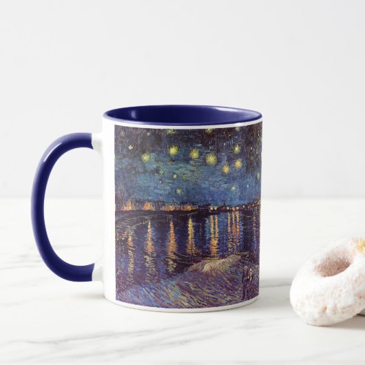 Starry Night Over the Rhone von Vincent van Gogh Tasse (Mit Donut)