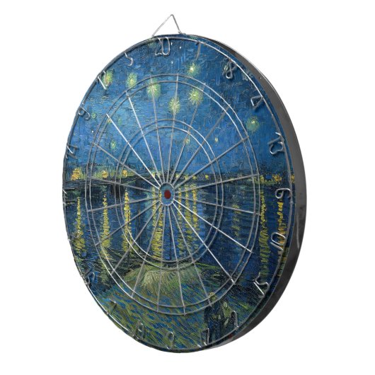 Starry Night Over the River Rhone (von van Gogh) Dartscheibe (Vorderseite rechts)