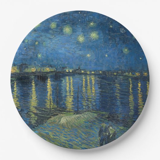 Starry Night Over the River Rhone (von van Gogh) Pappteller (Vorderseite)