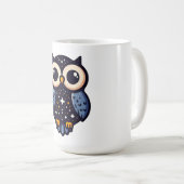 Starry Night Owl Art - skurrile, nächtliche, Stern Kaffeetasse (VorderseiteRechts)