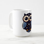 Starry Night Owl Art - skurrile, nächtliche, Stern Kaffeetasse (Vorderseite Links)