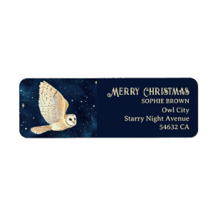 Starry Night Owl Wasserfarbe Xmas Rücksendeadresse