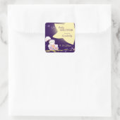 Starry Night Owls Baby Dusche Quadratischer Aufkleber (Tasche)