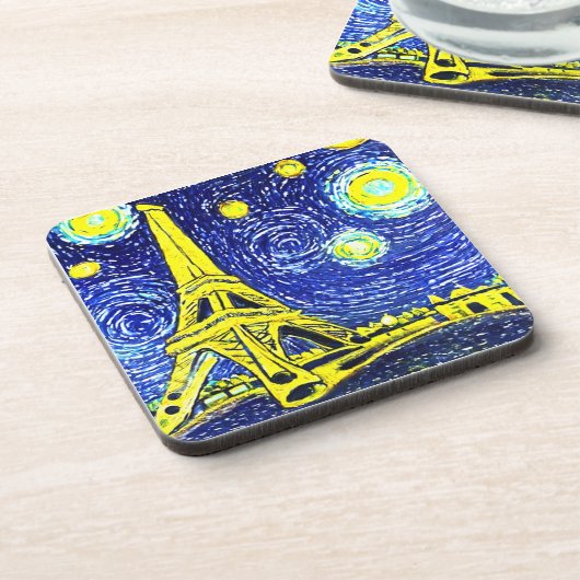 Starry Night Paris Frankreich Getränkeuntersetzer (Linke Seite)