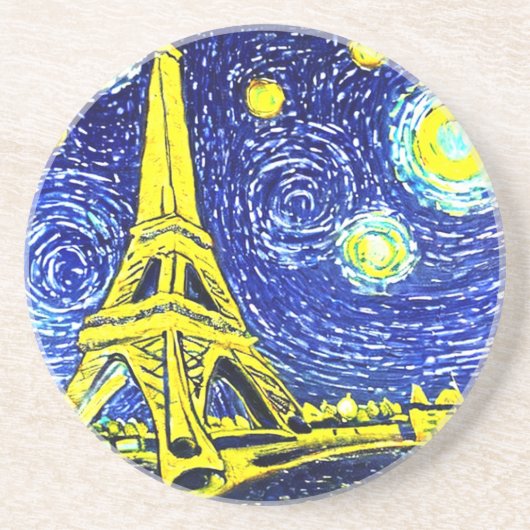 Starry Night Paris Frankreich Getränkeuntersetzer (Vorne)