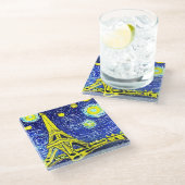 Starry Night Paris Frankreich Glasuntersetzer (Schrägansicht)