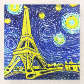 Starry Night Paris Frankreich Glasuntersetzer (Vorderseite)