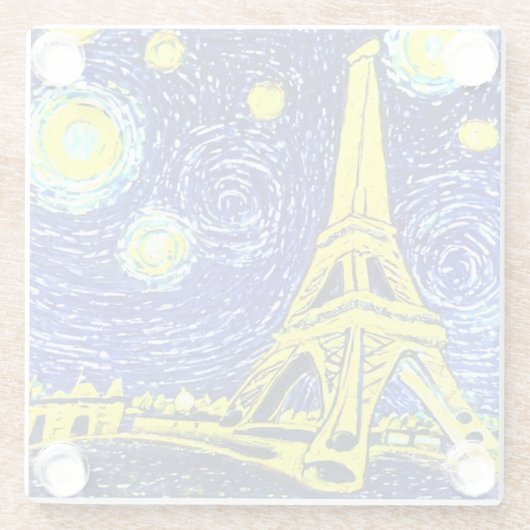 Starry Night Paris Frankreich Glasuntersetzer (Rückseite)