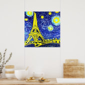 Starry Night Paris Frankreich Poster (Küche)