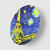 Starry Night Paris Frankreich Runde Wanduhr (Winkel)