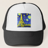 Starry Night Paris Frankreich Truckerkappe (Vorderseite)