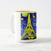 Starry Night Paris Frankreich Zweifarbige Tasse (Vorderseite Links)