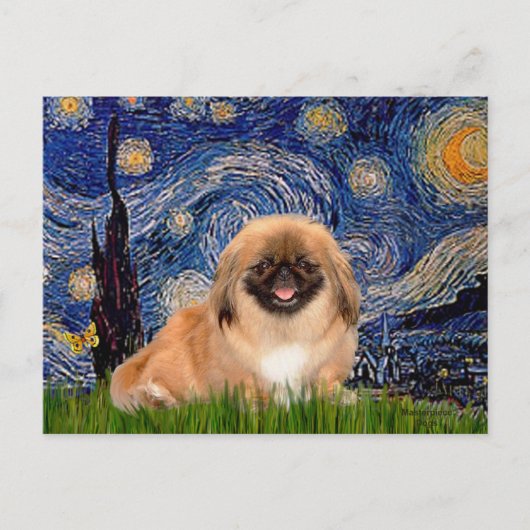 Starry Night - Pekingese 1 Postkarte (Vorderseite)