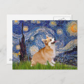 Starry Night - Pembroke Welsh Corgi 7b Postkarte (Vorne/Hinten)