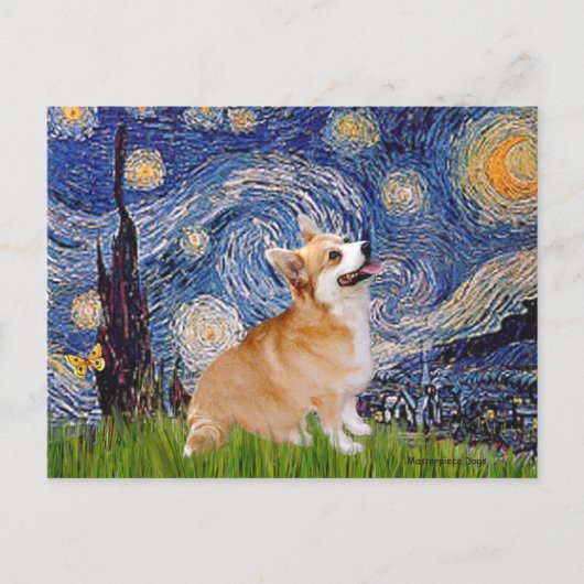 Starry Night - Pembroke Welsh Corgi 7b Postkarte (Vorderseite)