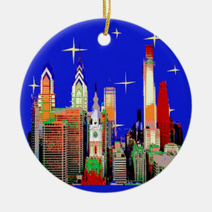 Starry Night Philadelphia, Abstrakter Himmel mit S Keramik Ornament