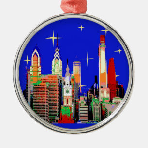 Starry Night Philadelphia, Abstrakter Himmel mit S Silbernes Ornament