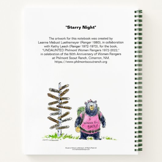 "Starry Night" Philmont Women Ranger Notebook Notizblock (Rückseite)